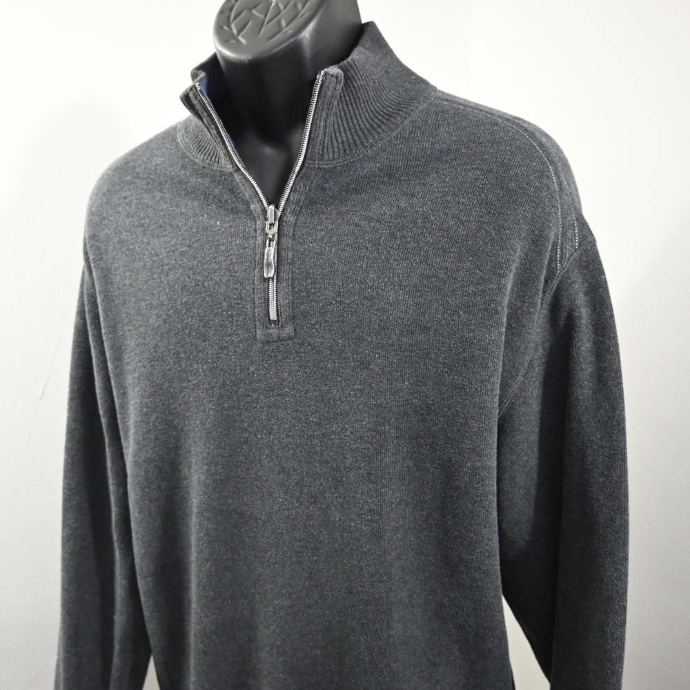 Tommy Bahama Quarter Zip Mens‎ XL Regular Gray Reversible Pullover Sweater